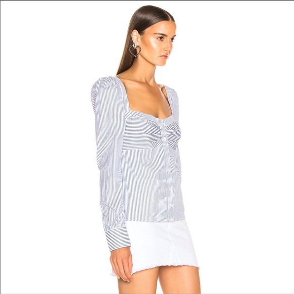 Veronica Beard Frankie Pinstripe Button Down Top - Picture 4 of 8